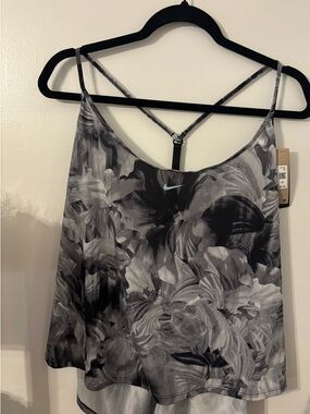 Nike Black & Gray Floral Dri-FIT Tank